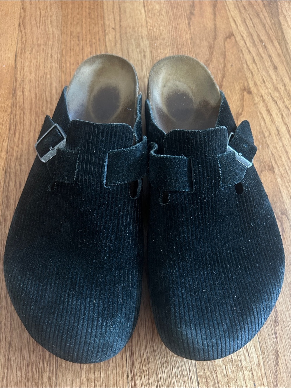 Birkenstock Men’s Black Corduroy Adjustable Slip-On Boston Clogs size 10